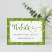 Green Blätter Wedding Website Information Card Begleitkarte (Stehend Vorderseite)