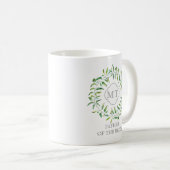 Green Blätter Wreath Bachelor Party Monogram Kaffeetasse (VorderseiteRechts)