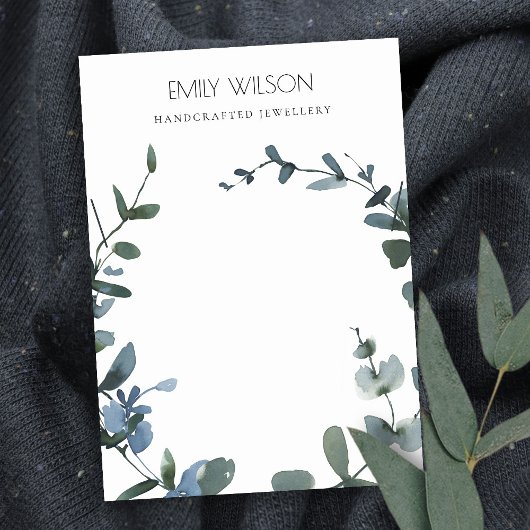 GREEN BLAUE COIN EUCALYPTUS FAUNA NECKLACE DISPLAY VISITENKARTE