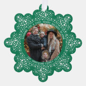 Green Blizzard Dots Snowy Foto Weihnachten Ornament Karte (Vorderseite)