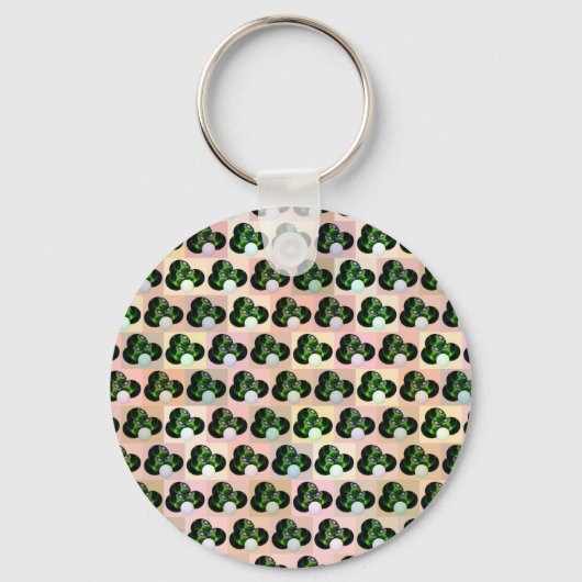 Green Block Art Lawls Muster, Keyring Schlüsselanhänger (Vorderseite)
