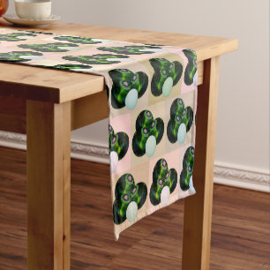 Green Block Art Lawn Bowls Pattern, Table Runner Kurzer Tischläufer