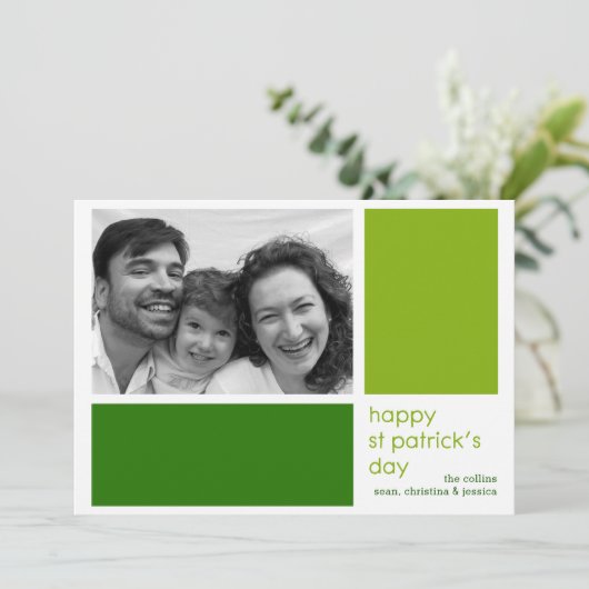 Green Blocks St Patricks Day Foto Card Karte (Stehend Vorderseite)