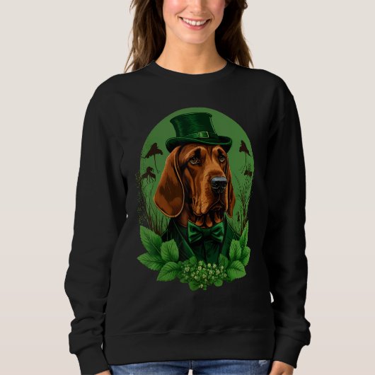 Green Bloodhound shamrock on St Patricks Day Blood Sweatshirt (Vorderseite)
