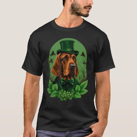 Green Bloodhound shamrock on St Patricks Day Blood T-Shirt (Vorderseite)