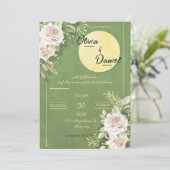Green Blossom Engagement & Wedding Invitation Einladung (Stehend Vorderseite)
