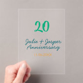 Green blue 20th anniversary name date orange  acryleinladungen (Insitu (Handheld))