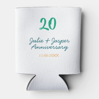 Green blue 20th anniversary name date orange  dosenkühler