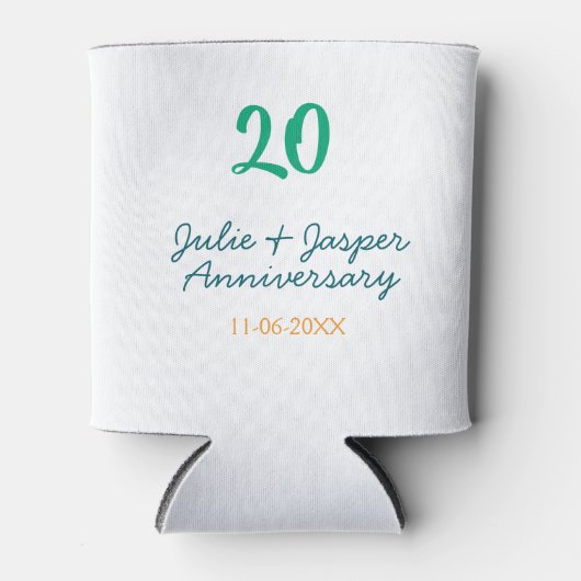 Green blue 20th anniversary name date orange  dosenkühler (Vorderseite)