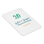 Green blue 20th anniversary name date orange  magnet (Rechte Seite)