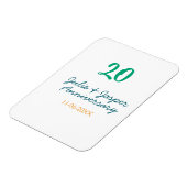 Green blue 20th anniversary name date orange  magnet (Linke Seite)