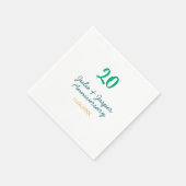 Green blue 20th anniversary name date orange serviette (Ecke)