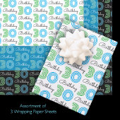 Green Blue 30. Geburtstag Geschenkpapier Set