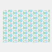 Green Blue 30. Geburtstag Geschenkpapier Set (Vorderseite)