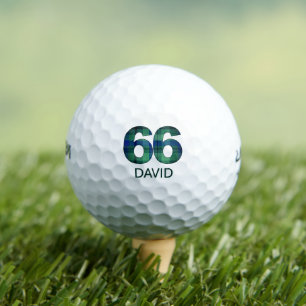 Green Blue 66. Geburtstag - 66 Jahre kariertes Ges Golfball