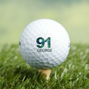 Green Blue 91. Geburtstag - 91 Jahre kariertes Ges Golfball