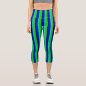 Green Blue abstrakt 3D Regenbogenmuster Capri Leggings (Vorderseite)