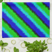 Green Blue abstrakt 3D Regenbogenmuster Geschirrtuch (Gefaltet)