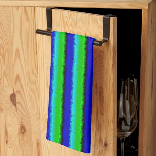 Green Blue abstrakt 3D Regenbogenmuster Geschirrtuch (Drittel gefaltet)