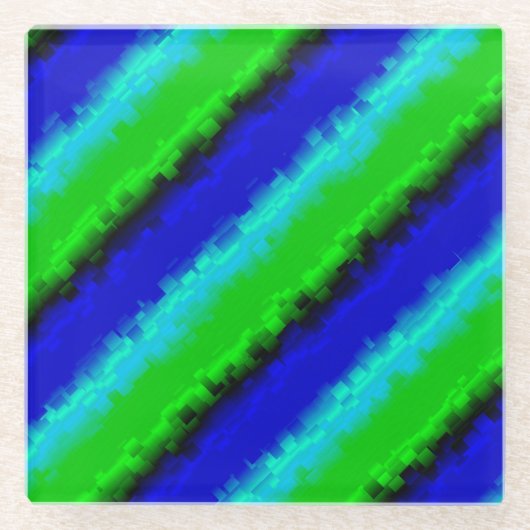 Green Blue abstrakt 3D Regenbogenmuster Glasuntersetzer (Vorderseite)