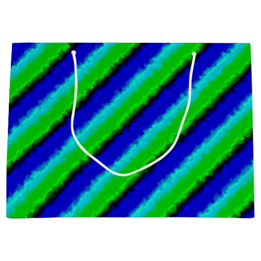 Green Blue abstrakt 3D Regenbogenmuster Große Geschenktüte (Vorderseite)