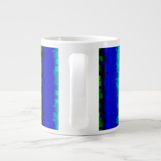 Green Blue abstrakt 3D Regenbogenmuster Jumbo-Tasse (Rückseite)