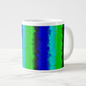Green Blue abstrakt 3D Regenbogenmuster Jumbo-Tasse (Vorderseite Rechts)