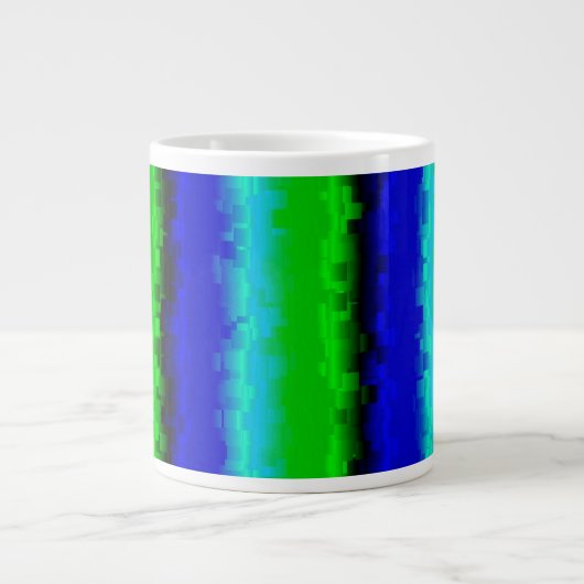 Green Blue abstrakt 3D Regenbogenmuster Jumbo-Tasse (Vorderseite)