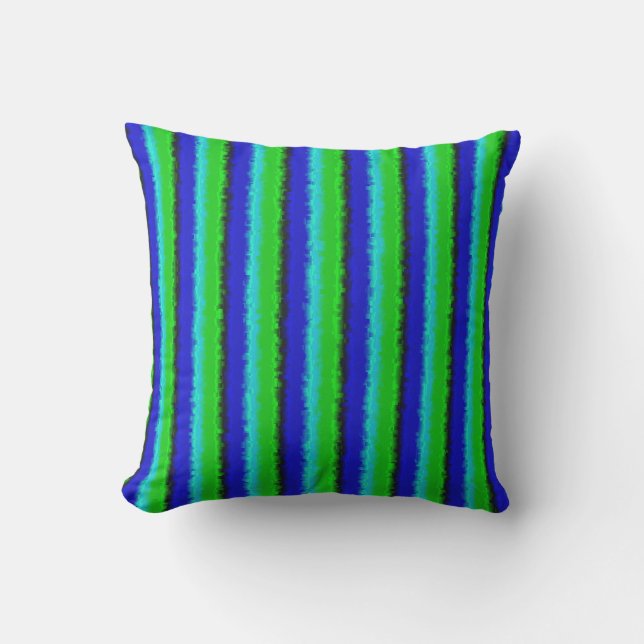 Green Blue abstrakt 3D Regenbogenmuster Kissen (Vorderseite)