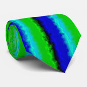 Green Blue abstrakt 3D Regenbogenmuster Krawatte (Gerollt)