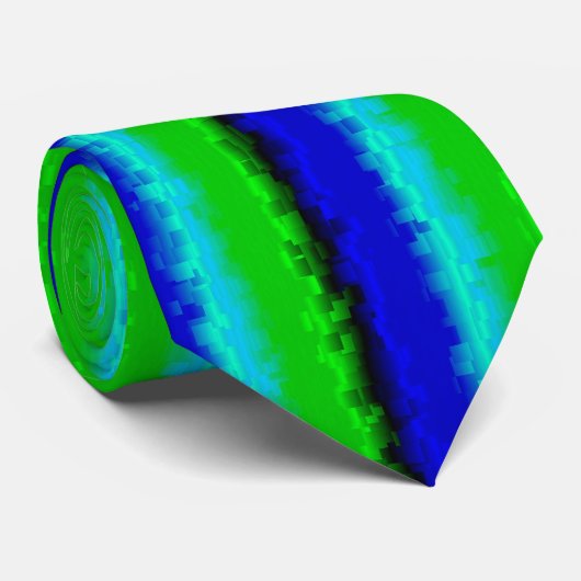 Green Blue abstrakt 3D Regenbogenmuster Krawatte (Gerollt)