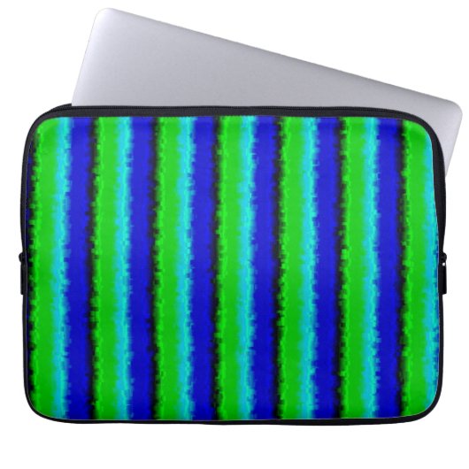 Green Blue abstrakt 3D Regenbogenmuster Laptopschutzhülle (Vorderseite)