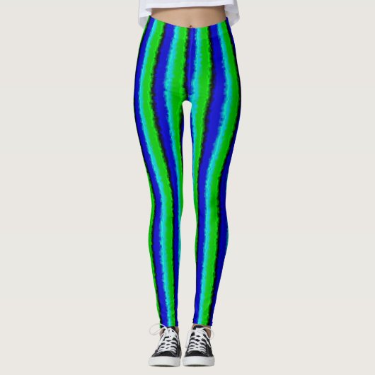 Green Blue abstrakt 3D Regenbogenmuster Leggings (Vorderseite)