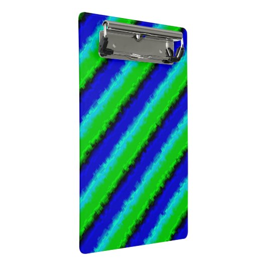 Green Blue abstrakt 3D Regenbogenmuster Mini Klemmbrett (Schrägansicht)