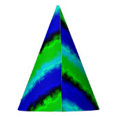 Green Blue abstrakt 3D Regenbogenmuster Partyhütchen (Rückseite)