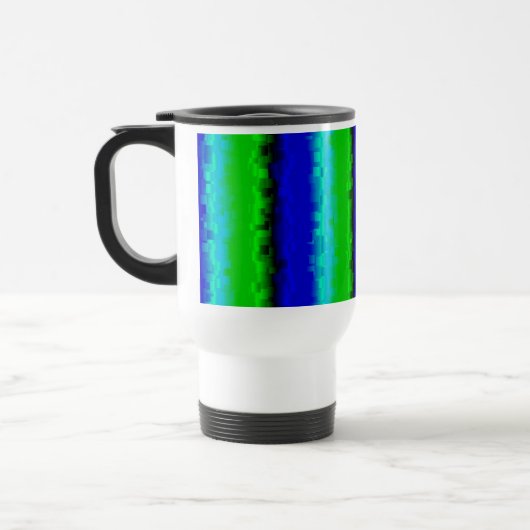 Green Blue abstrakt 3D Regenbogenmuster Reisebecher (Links)