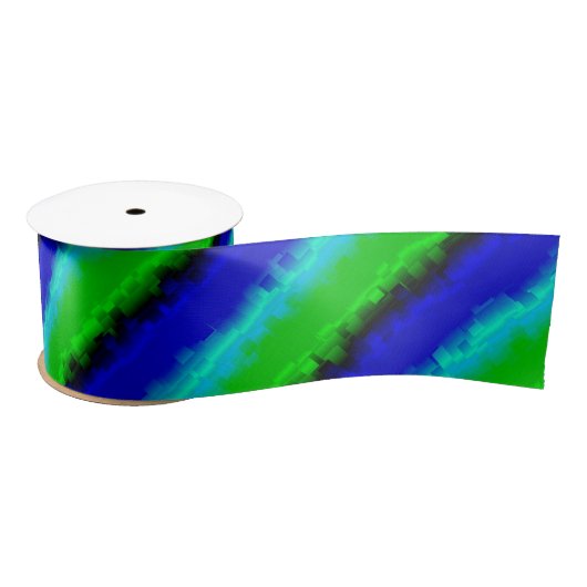 Green Blue abstrakt 3D Regenbogenmuster Satinband (Spule)