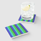 Green Blue abstrakt 3D Regenbogenmuster Steinuntersetzer (Seitenansicht)
