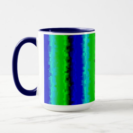 Green Blue abstrakt 3D Regenbogenmuster Tasse (Links)