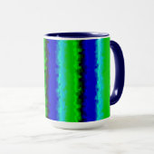 Green Blue abstrakt 3D Regenbogenmuster Tasse (VorderseiteRechts)