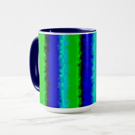 Green Blue abstrakt 3D Regenbogenmuster Tasse (Vorderseite Links)
