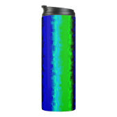 Green Blue abstrakt 3D Regenbogenmuster Thermosbecher (Nach rechts gedreht)
