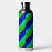 Green Blue abstrakt 3D Regenbogenmuster Trinkflasche (Rechts)