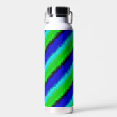 Green Blue abstrakt 3D Regenbogenmuster Trinkflasche (Vorne)