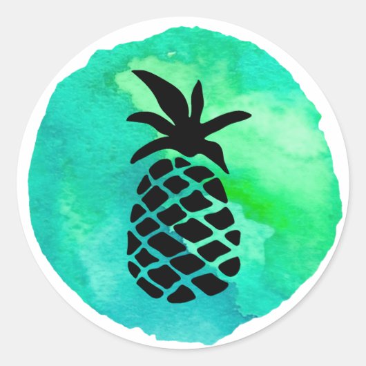 Green Blue Ananas Design Runder Aufkleber (Vorderseite)