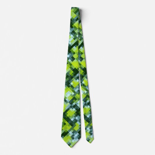 Green Blue Aquamarin Mosaik Muster Krawatte (Vorderseite)