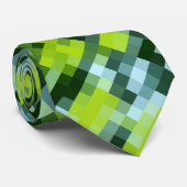 Green Blue Aquamarin Mosaik Muster Krawatte (Gerollt)