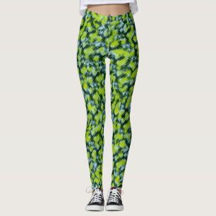 Green Blue Aquamarin Mosaik Muster Leggings