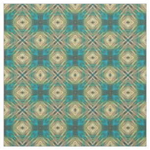 Green Blue Aquamarin Türkise Aztec Mosaikmuster Stoff