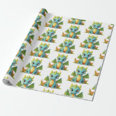 Green Blue Baby Dragon Fantasy Wrapping Paper Geschenkpapier (Ungerollt)